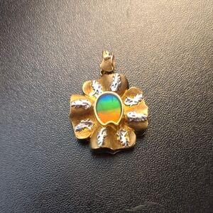 Ammolite and Sterling Silver Gilt Magnetic Locket